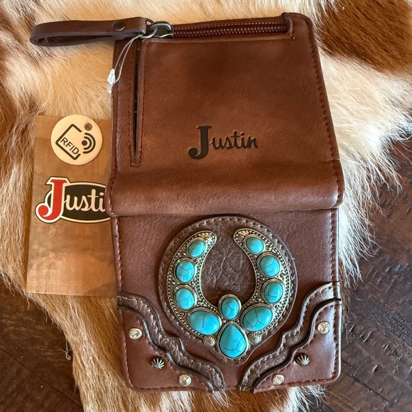 Justin Naja Concho Turquoise Handbag and Wallet Set - Picture 6 of 8